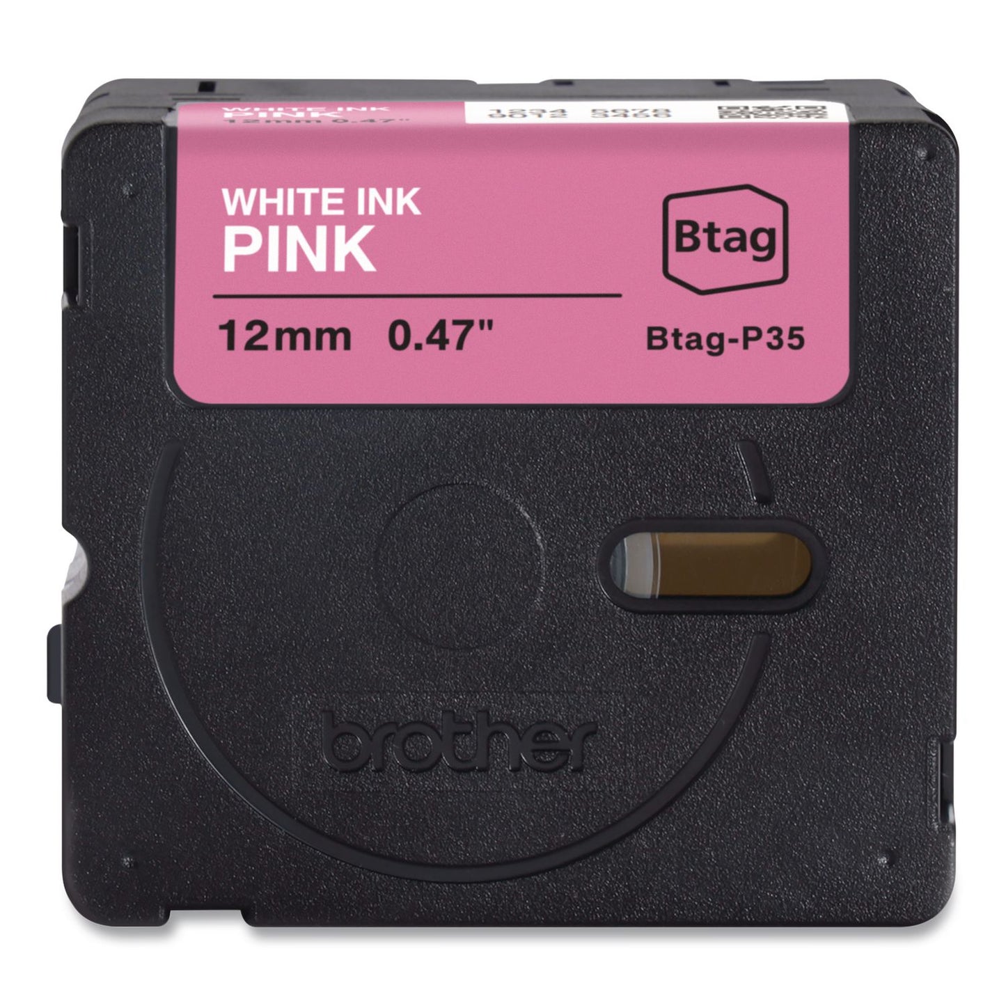 Brother P-Touch® Genuine P-Touch BTAG Label Tapes, 0.47" x 13.1 ft, White on Pink (BRTBTAGP35)