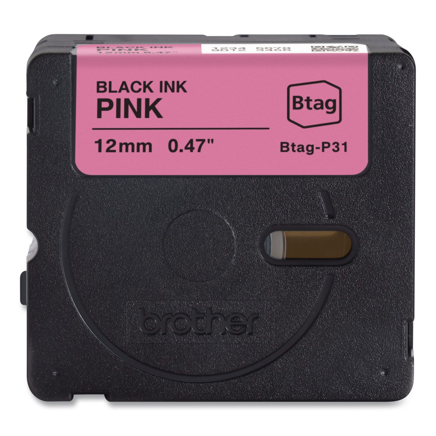 Brother P-Touch® Genuine P-Touch BTAG Label Tapes, 0.47" x 13.1 ft, Black on Pink (BRTBTAGP31)