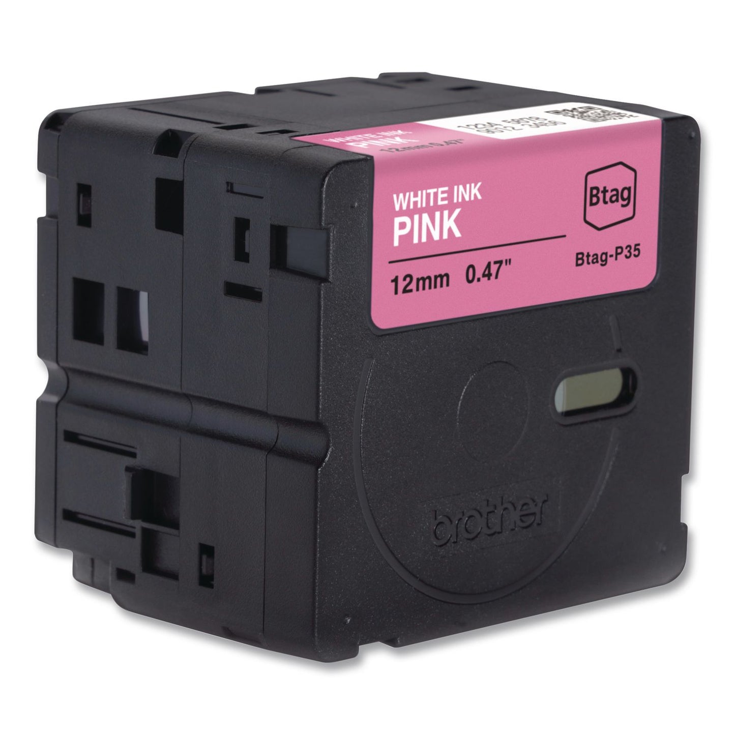 Brother P-Touch® Genuine P-Touch BTAG Label Tapes, 0.47" x 13.1 ft, White on Pink (BRTBTAGP35)
