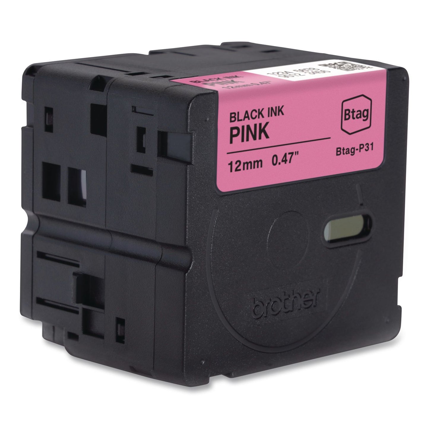 Brother P-Touch® Genuine P-Touch BTAG Label Tapes, 0.47" x 13.1 ft, Black on Pink (BRTBTAGP31)