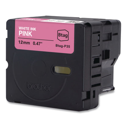 Brother P-Touch® Genuine P-Touch BTAG Label Tapes, 0.47" x 13.1 ft, White on Pink (BRTBTAGP35)
