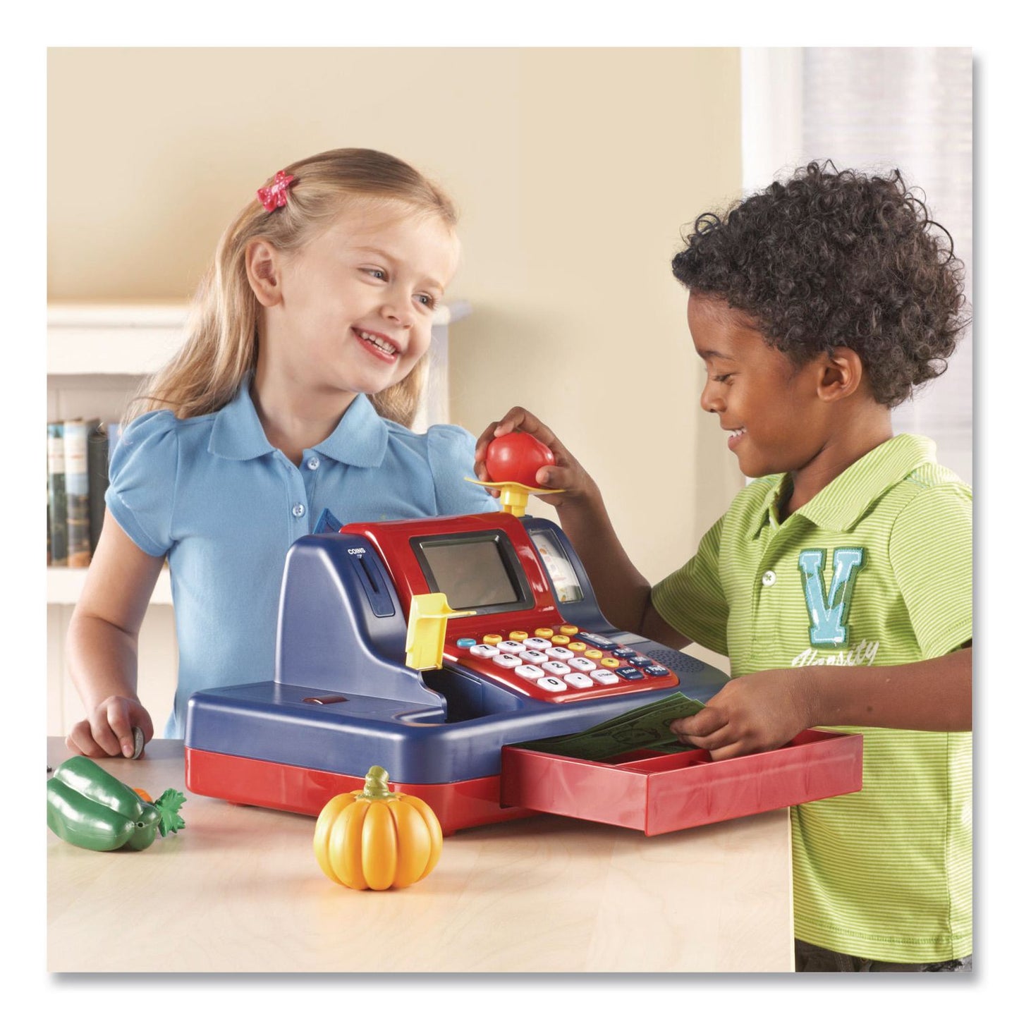 Learning Resources® Teaching Cash Register, Pre-K to K, 73 Pieces (LRNLER2690)