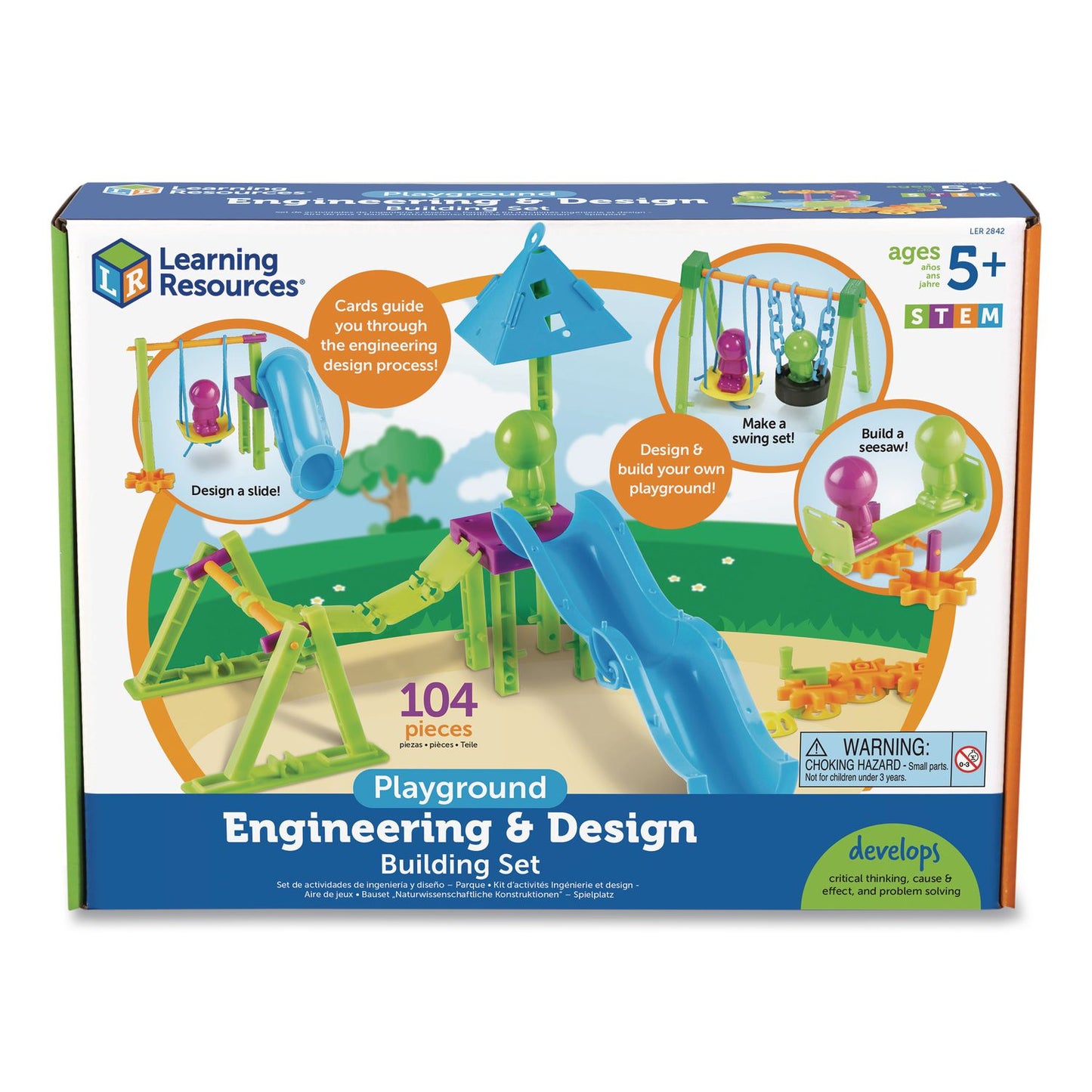 Learning Resources® Playground Engineering and Design Building Set, Grades Pre-K to 1, 104 Pieces (LRNLER2842)