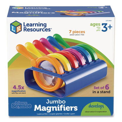 Learning Resources® Primary Science Jumbo Magnifiers with Stand, Ages 3 and Up, 4.5x, Plastic Lens, 4.5" dia, 6/Set (LRNLER2884)