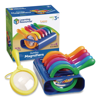 Learning Resources® Primary Science Jumbo Magnifiers with Stand, Ages 3 and Up, 4.5x, Plastic Lens, 4.5" dia, 6/Set (LRNLER2884)