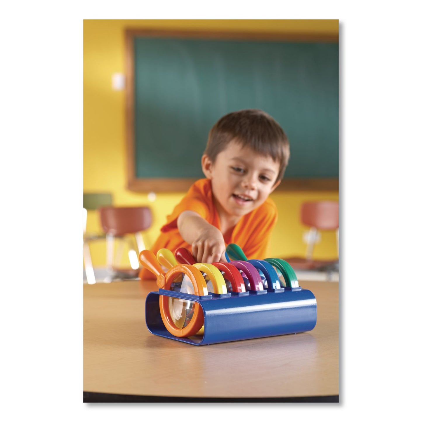 Learning Resources® Primary Science Jumbo Magnifiers with Stand, Ages 3 and Up, 4.5x, Plastic Lens, 4.5" dia, 6/Set (LRNLER2884)