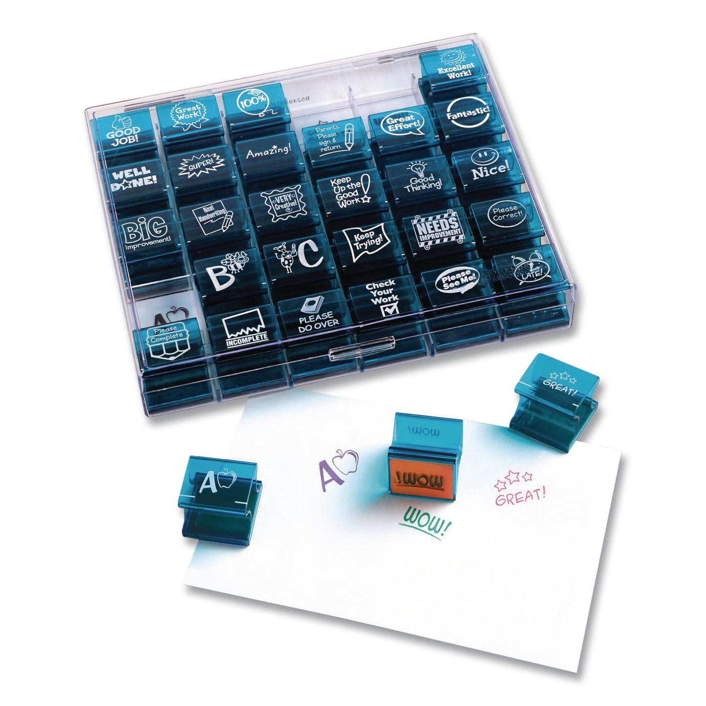 Learning Resources® Teacher Stamps, Assorted Messages, 1.5" x 1.5", 30 Stamps (LRNLER0678)