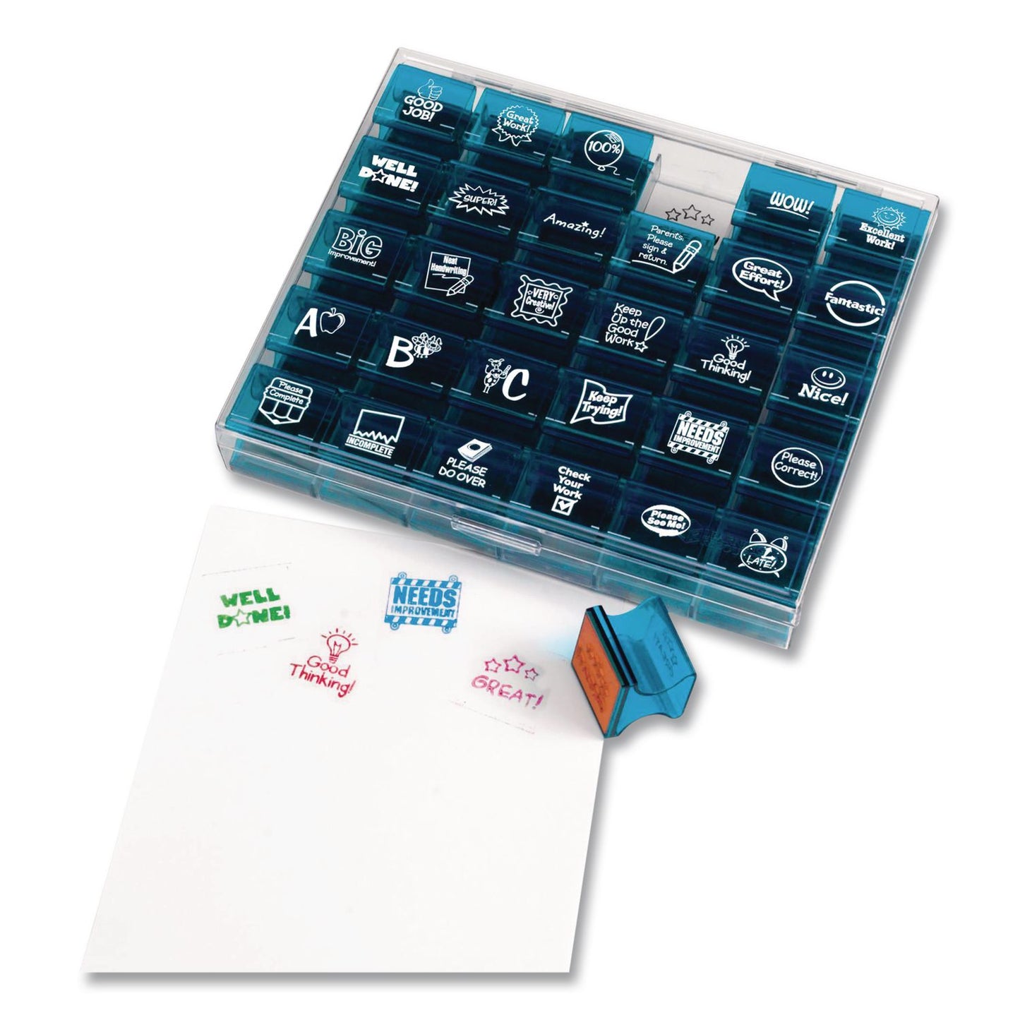 Learning Resources® Teacher Stamps, Assorted Messages, 1.5" x 1.5", 30 Stamps (LRNLER0678)