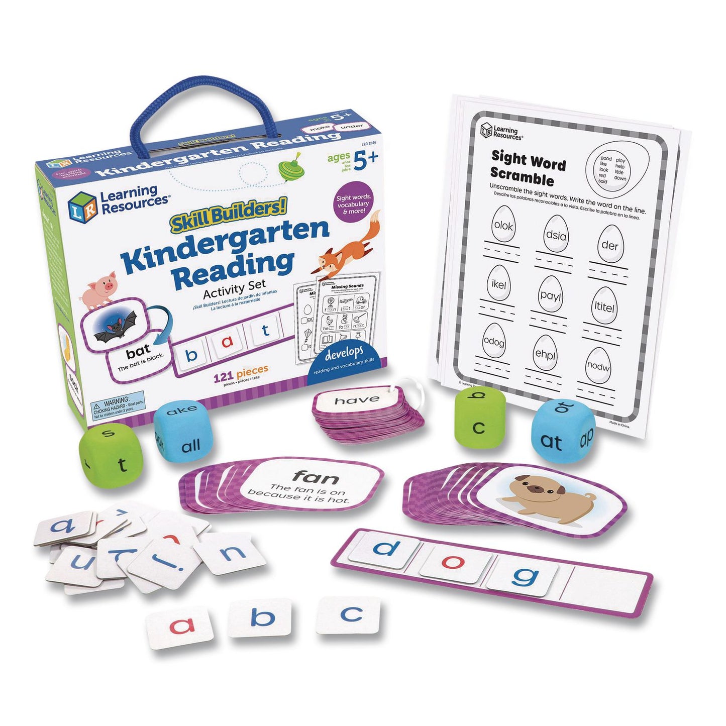 Learning Resources® Skill Builders! Kindergarten Reading Activity Set, Grades K to 1, 121 Pieces (LRNLER1246)