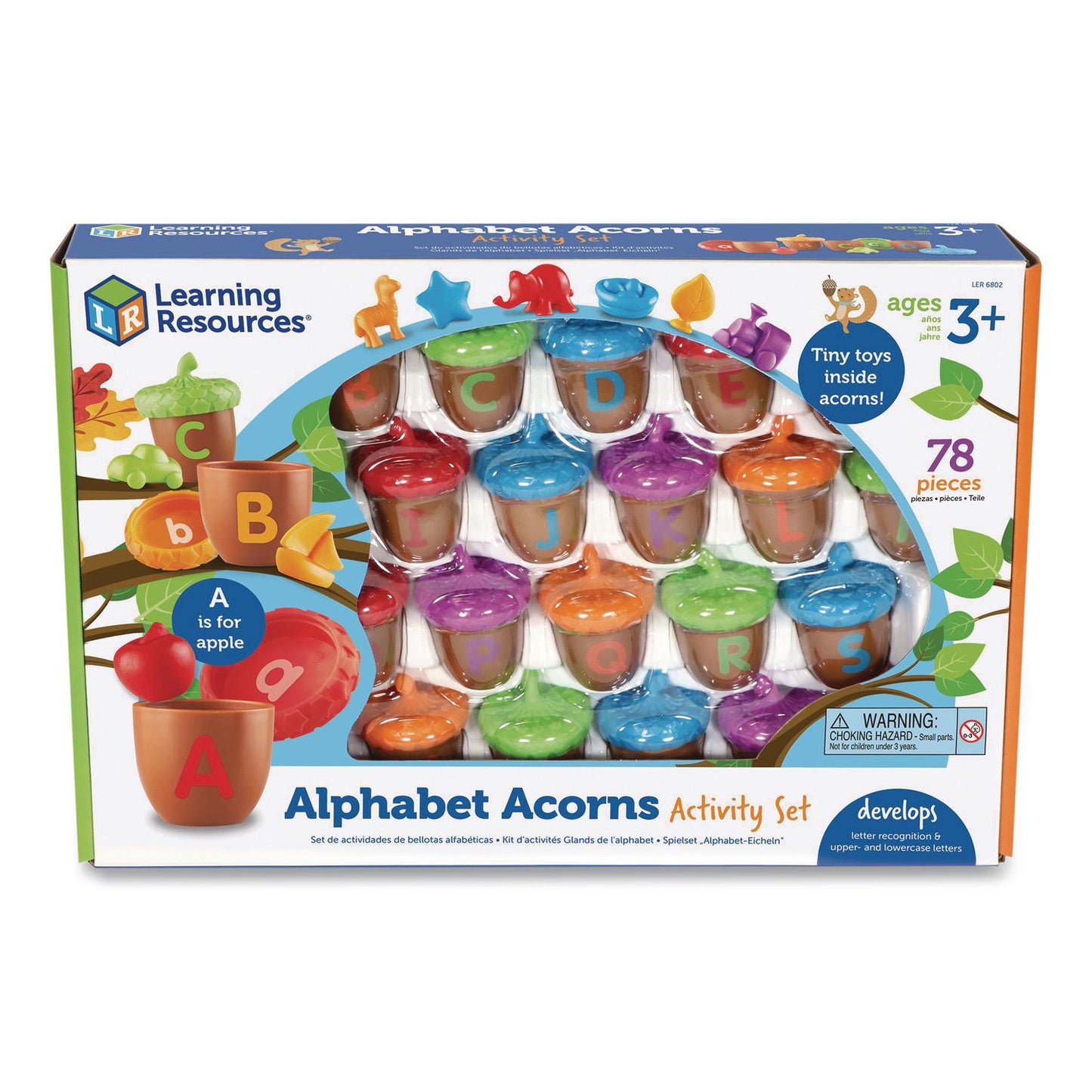 Learning Resources® Alphabet Acorns Activity Set, Pre-K to K, 78 Pieces (LRNLER6802)
