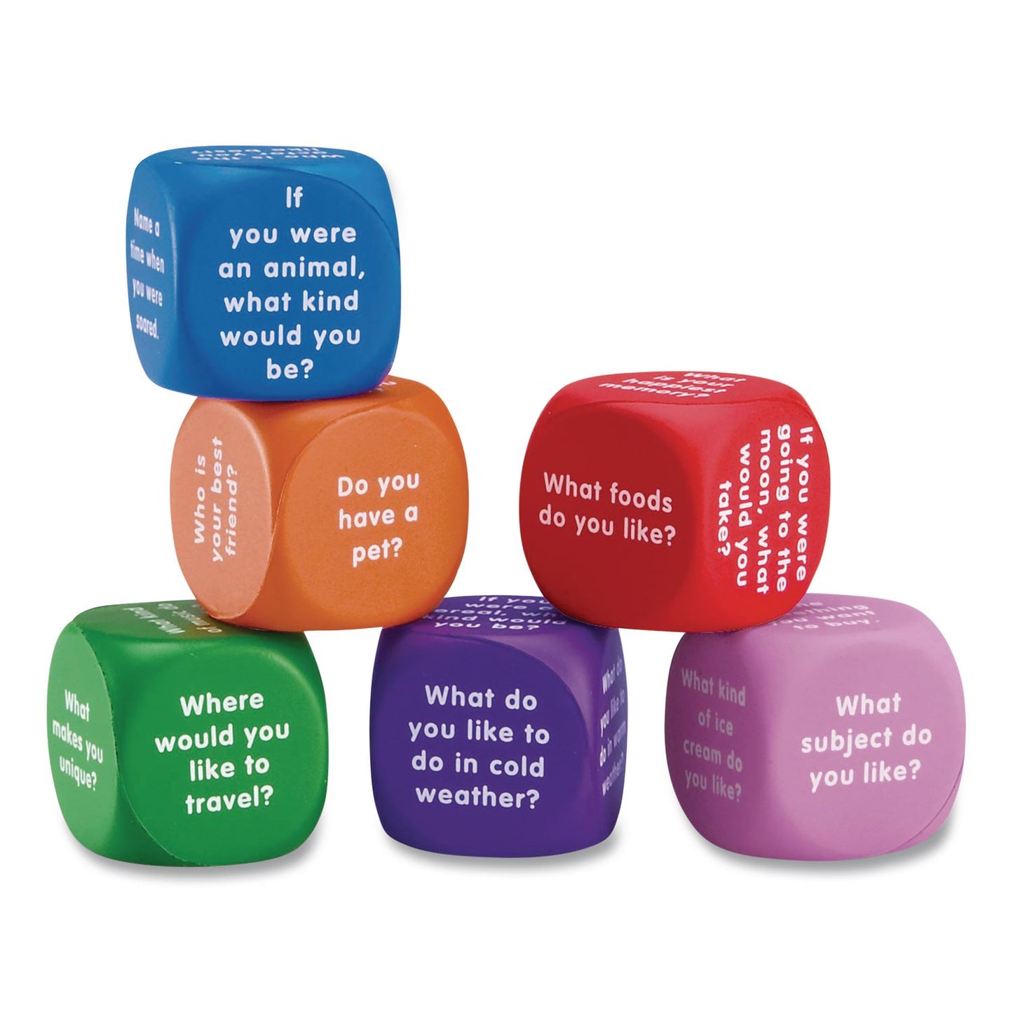 Learning Resources® Conversation Cubes, Ages 6 and Up, Assorted Colors, 6 Pieces (LRNLER7300)