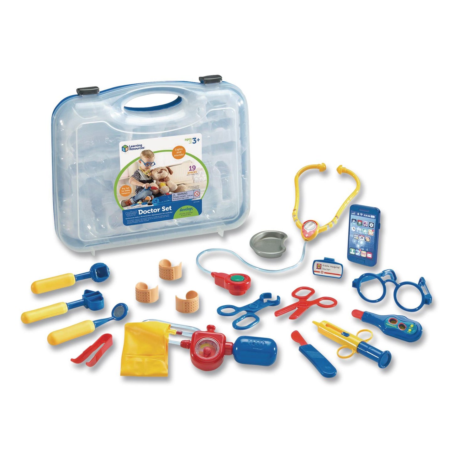 Learning Resources® Pretend and Play Doctor Set, Ages 3 and Up, 19 Pieces (LRNLER9048)