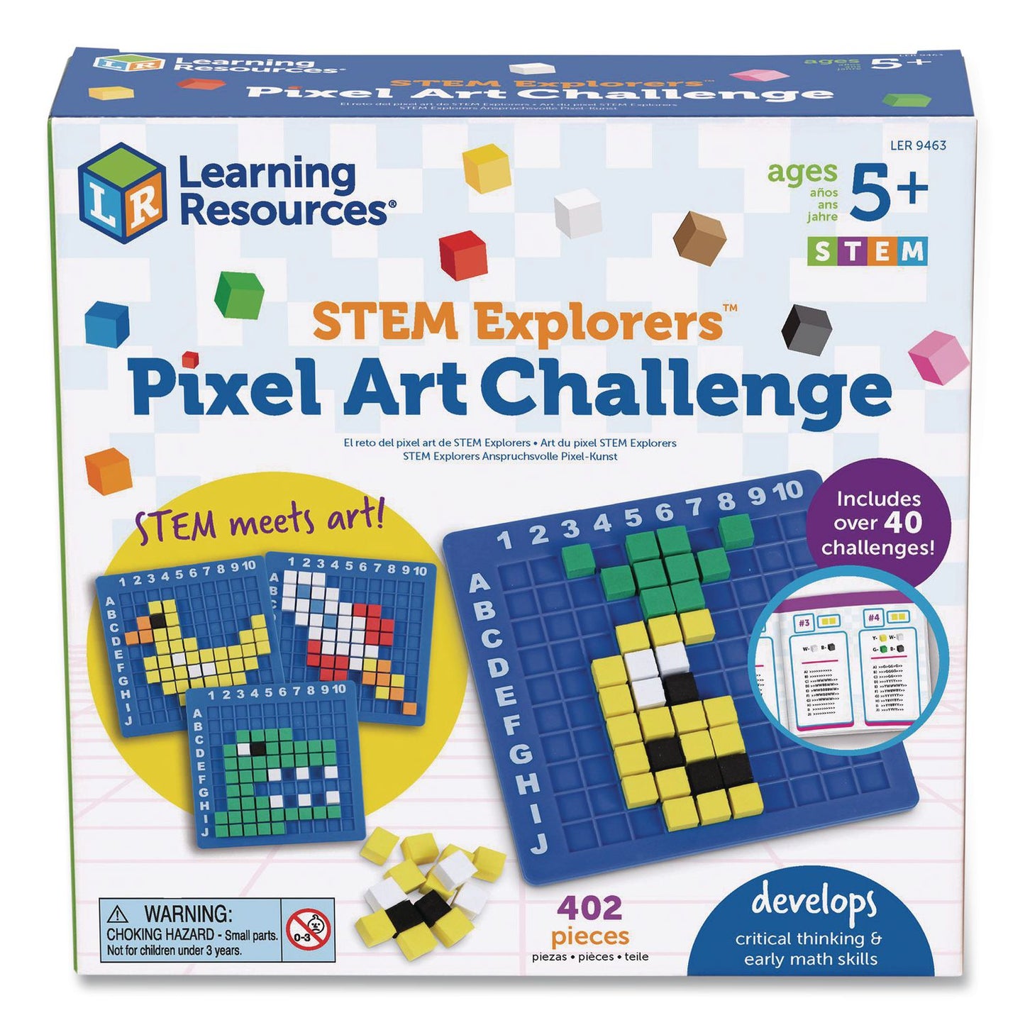 Learning Resources® STEM Explorers Pixel Art Challenge, Grades K to 2, 402 Pieces (LRNLER9463)