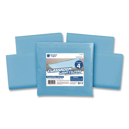 Educational Insights® Fluorescent Light Filter Covers, Rectangular, 2 ft x 4 ft, Tranquil Blue, 4 Covers (EII1230)