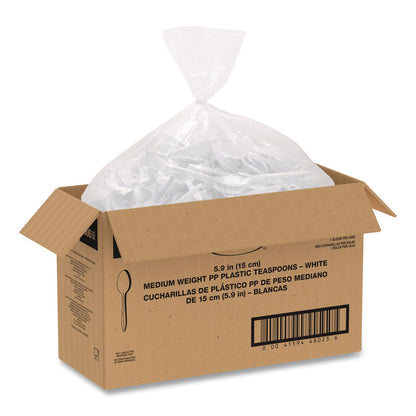 SOLO® Style Setter Medium Weight Polypropylene Cutlery, Teaspoon, Plastic, White, 1,000/Carton (SCCS6OW)
