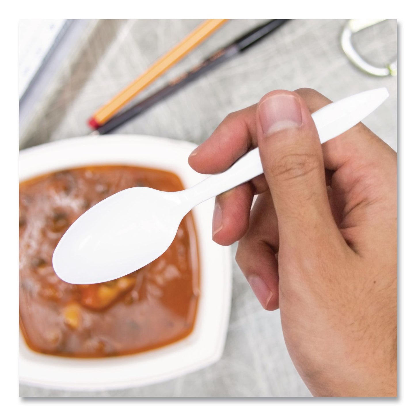 SOLO® Style Setter Medium Weight Polypropylene Cutlery, Teaspoon, Plastic, White, 1,000/Carton (SCCS6OW)