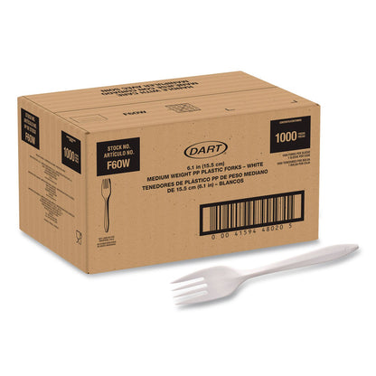 SOLO® Style Setter Medium Weight Polypropylene Cutlery, Fork, Plastic, White, 1,000/Carton (SCCF6OW)