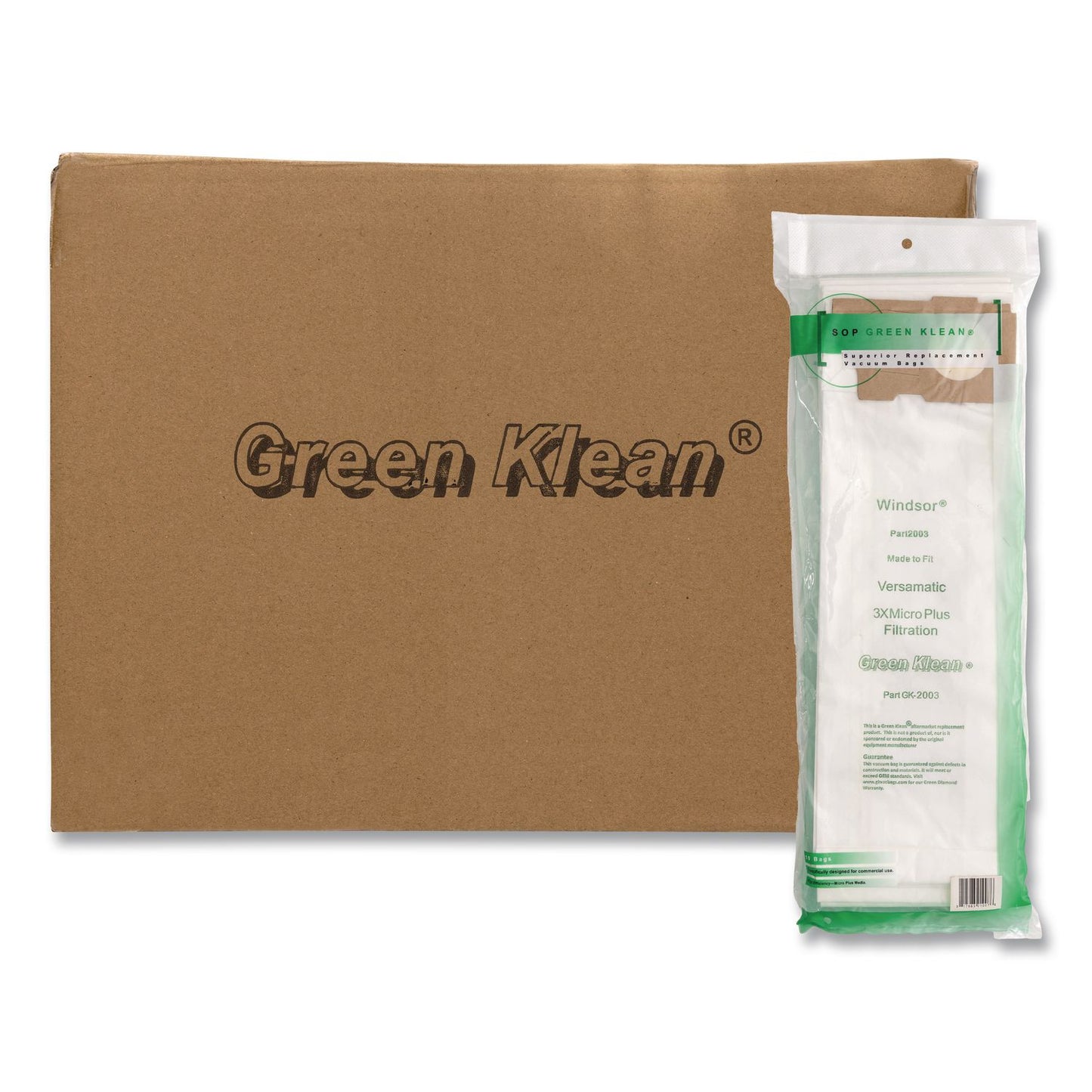 Green Klean® GK-2003 Replacement Vacuum Bag, 10 Bags/Pack, 10 Packs/Carton (GRKGK2003)