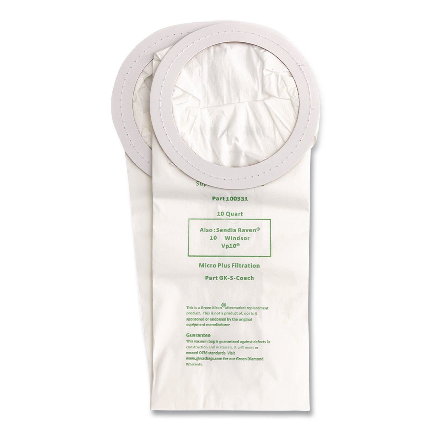 Green Klean® GK-S-Coach Replacement Bag, 10 Bags/Pack, 10 Packs/Carton (GRKGKSCOACH)