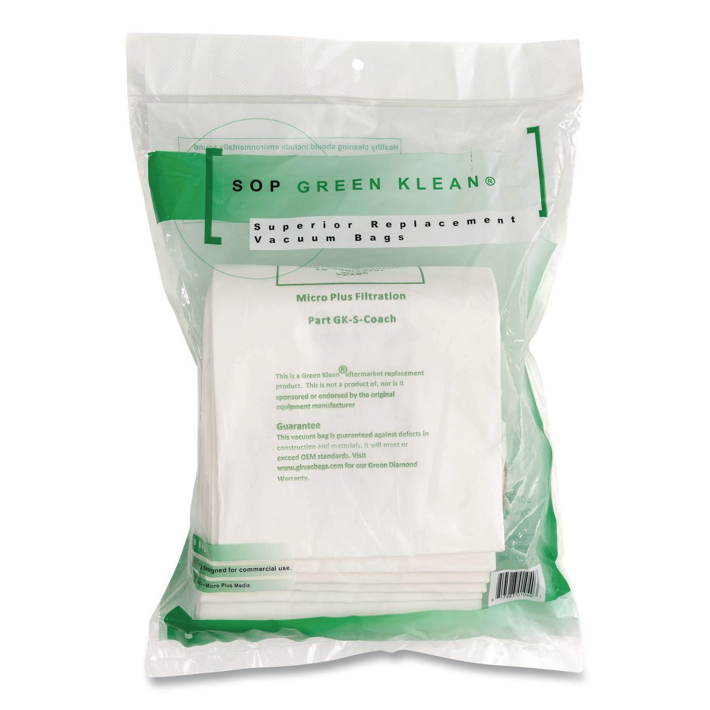 Green Klean® GK-S-Coach Replacement Bag, 10 Bags/Pack, 10 Packs/Carton (GRKGKSCOACH)