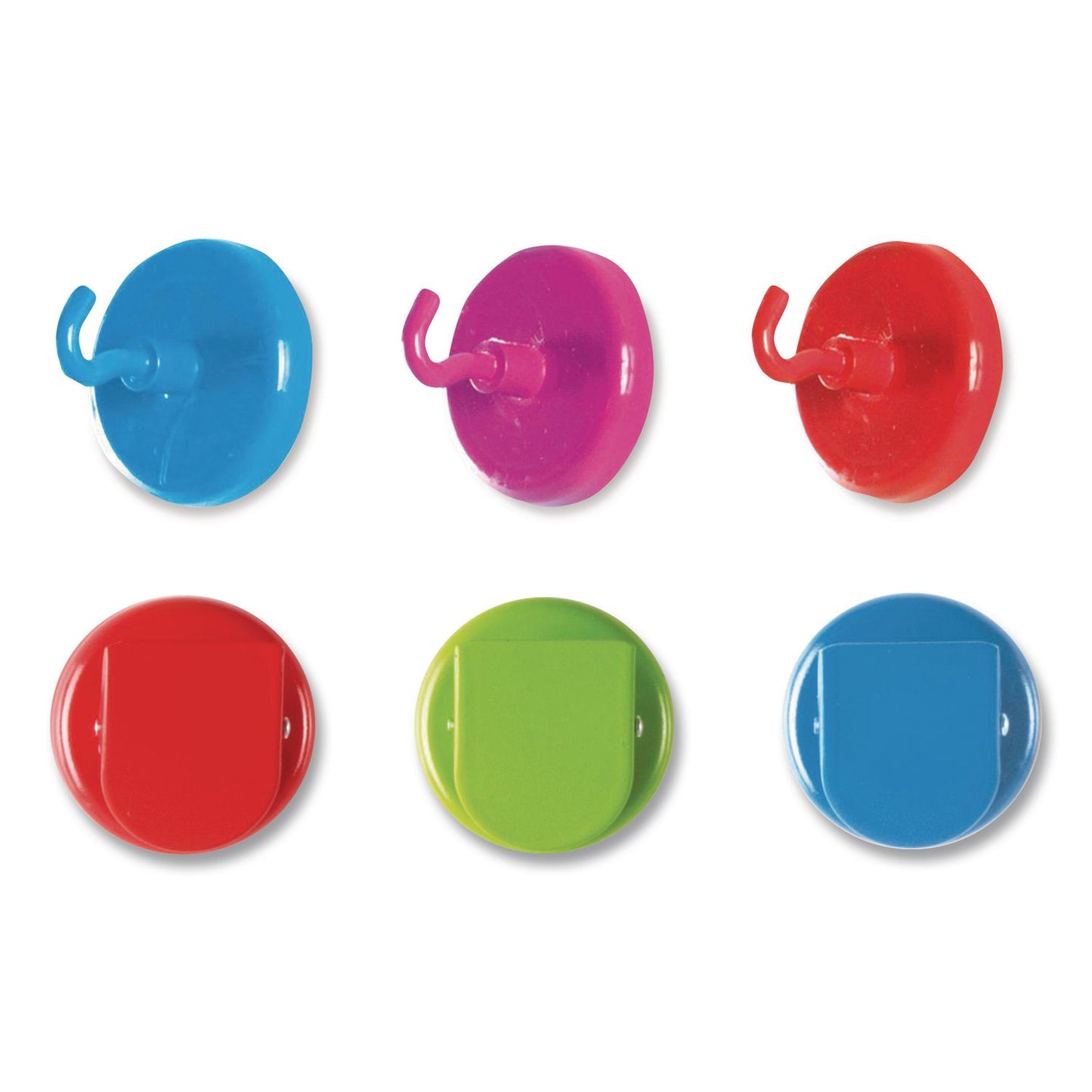 Learning Resources® Super Strong Magnetic Clips and Hooks, Small, 1.5" Diameter, Assorted Colors, 3 Clips/3 Hooks (LRNLER2691)