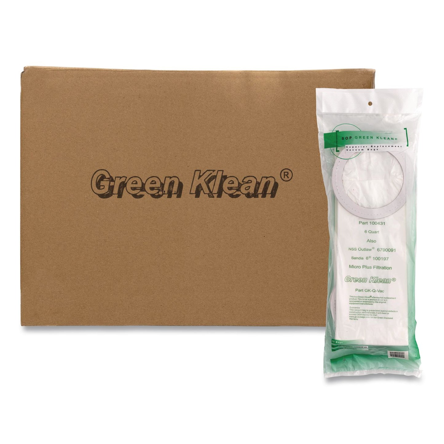 Green Klean® GK-Q-Vac Replacement Bag, 10 Bags/Pack, 10 Packs/Carton (GRKGKQVAC)