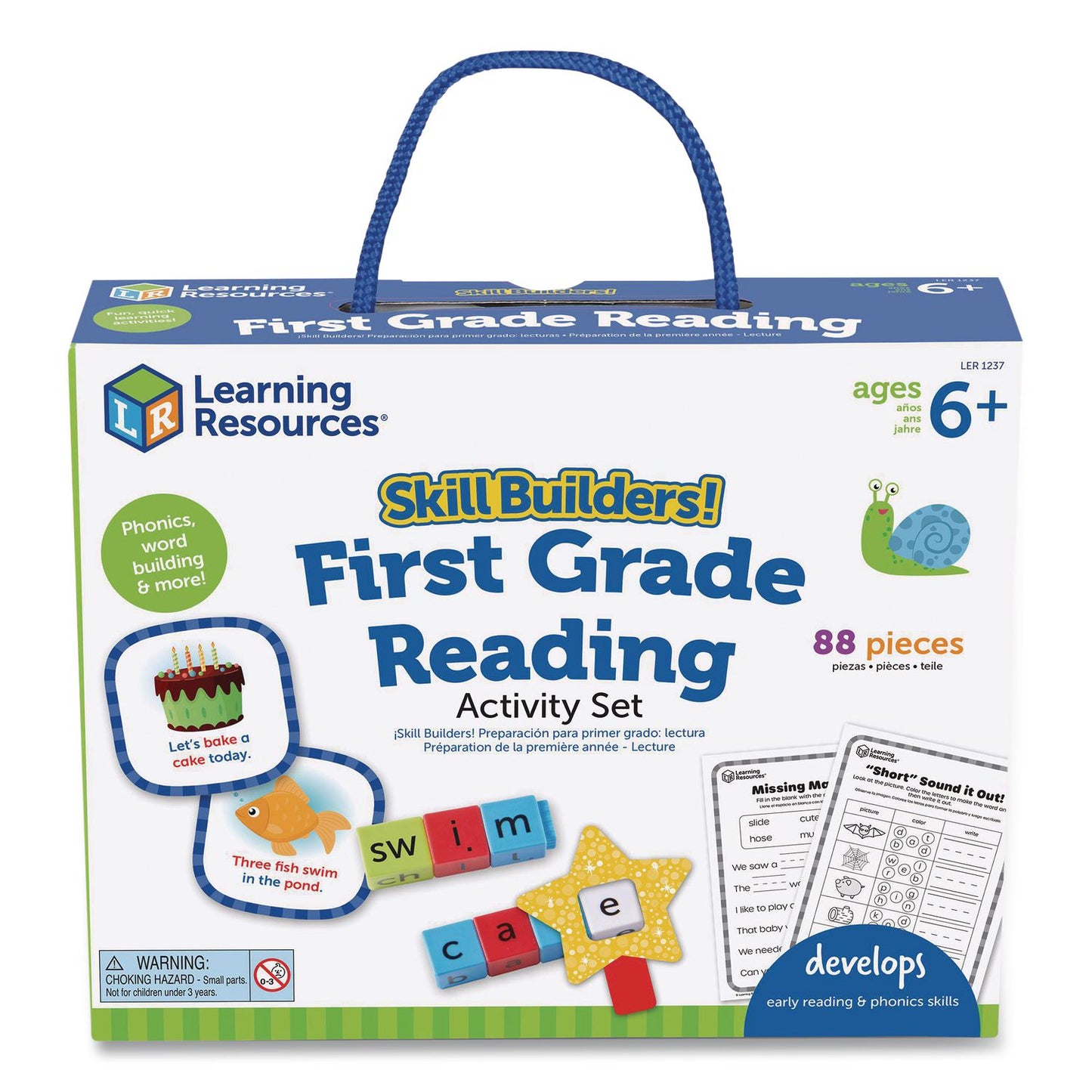Learning Resources® Skill Builders! First Grade Reading Activity Set, Grade 1, 88 Pieces (LRNLER1237)