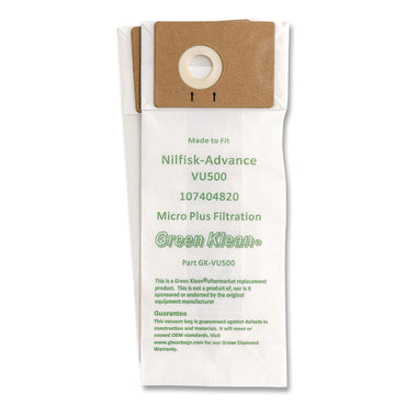 Green Klean® GK-VU500 Replacement Bag, 10 Bags/Pack, 10 Packs/Carton (GRKGKVU500)