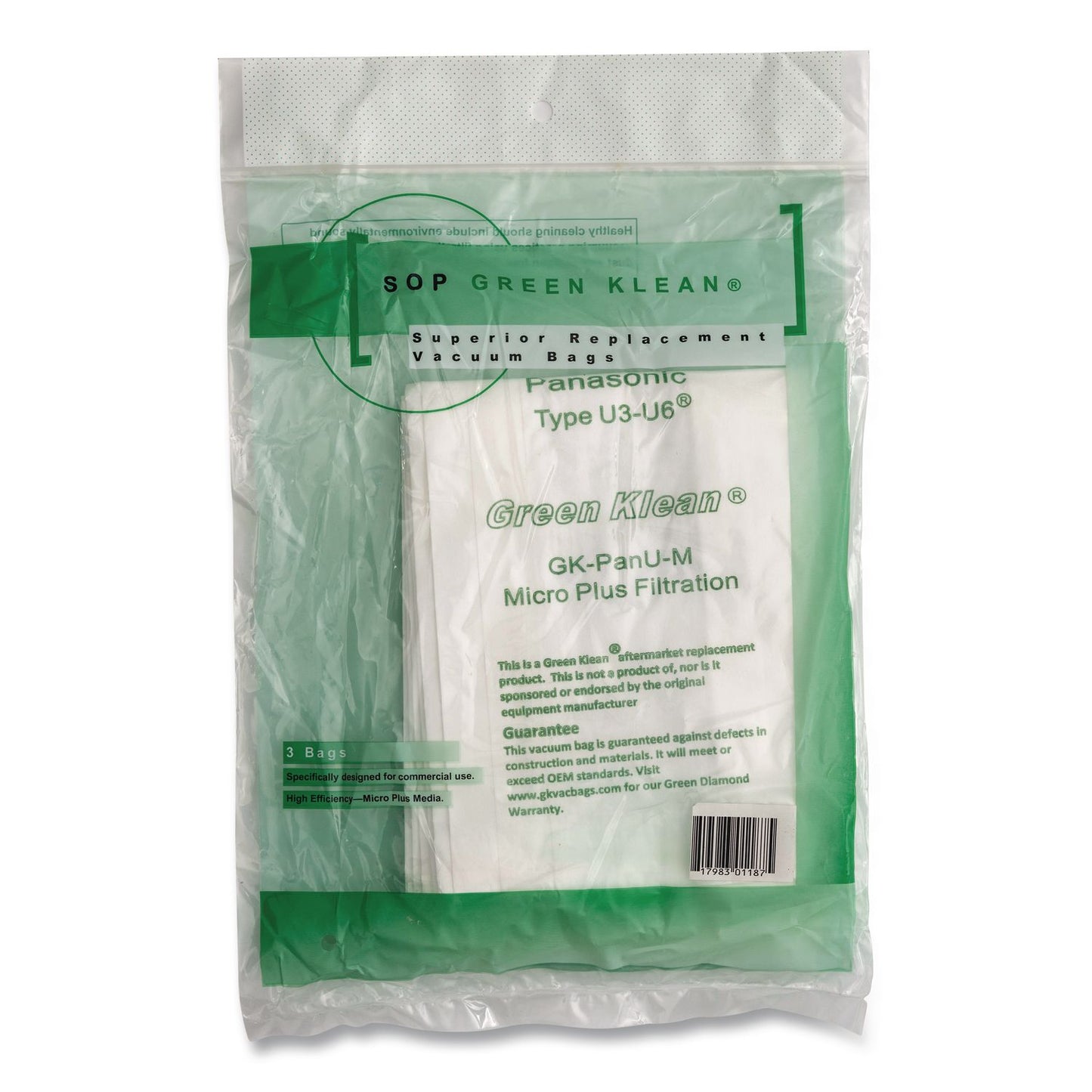 Green Klean® GK-Pan UM Replacement Bag, 3 Bags/Pack, 12 Packs/Carton (GRKGKPANUM)