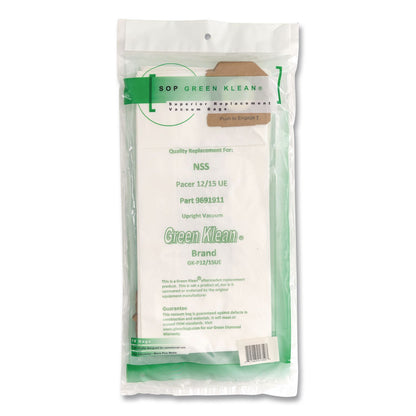 Green Klean® GK-P12/15UE Replacement Bag, 10 Bags/Pack, 10 Packs/Carton (GRKGKP1215UE)