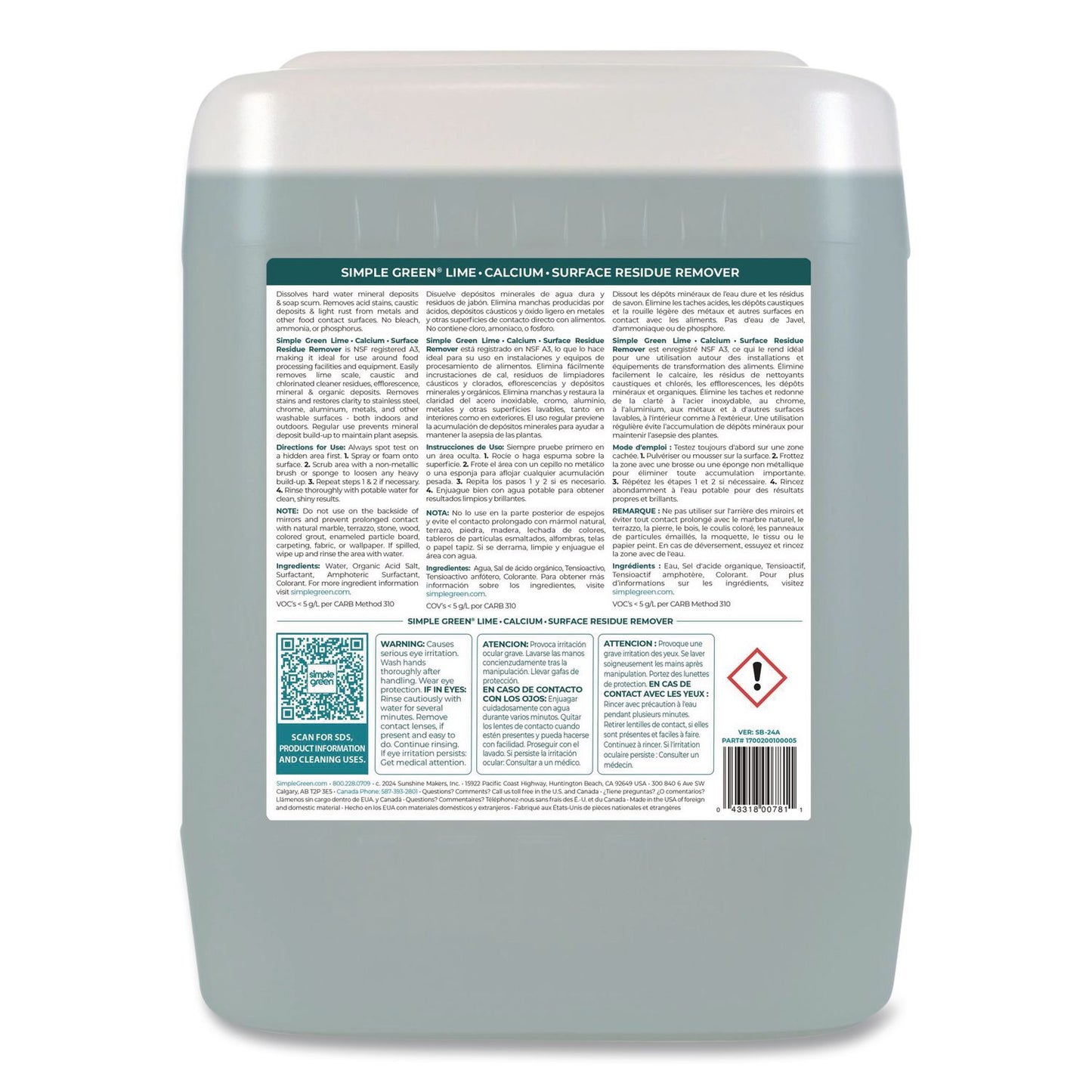 Simple Green® Lime Calcium Surface Residue Remover, 5 gal Pail (SMP1700005)