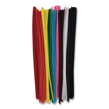 Creativity Street® Regular Stems, 12" x 4mm, Metal Wire/Polyester, Assorted Colors, 100/Pack (CKCPAC711201R)