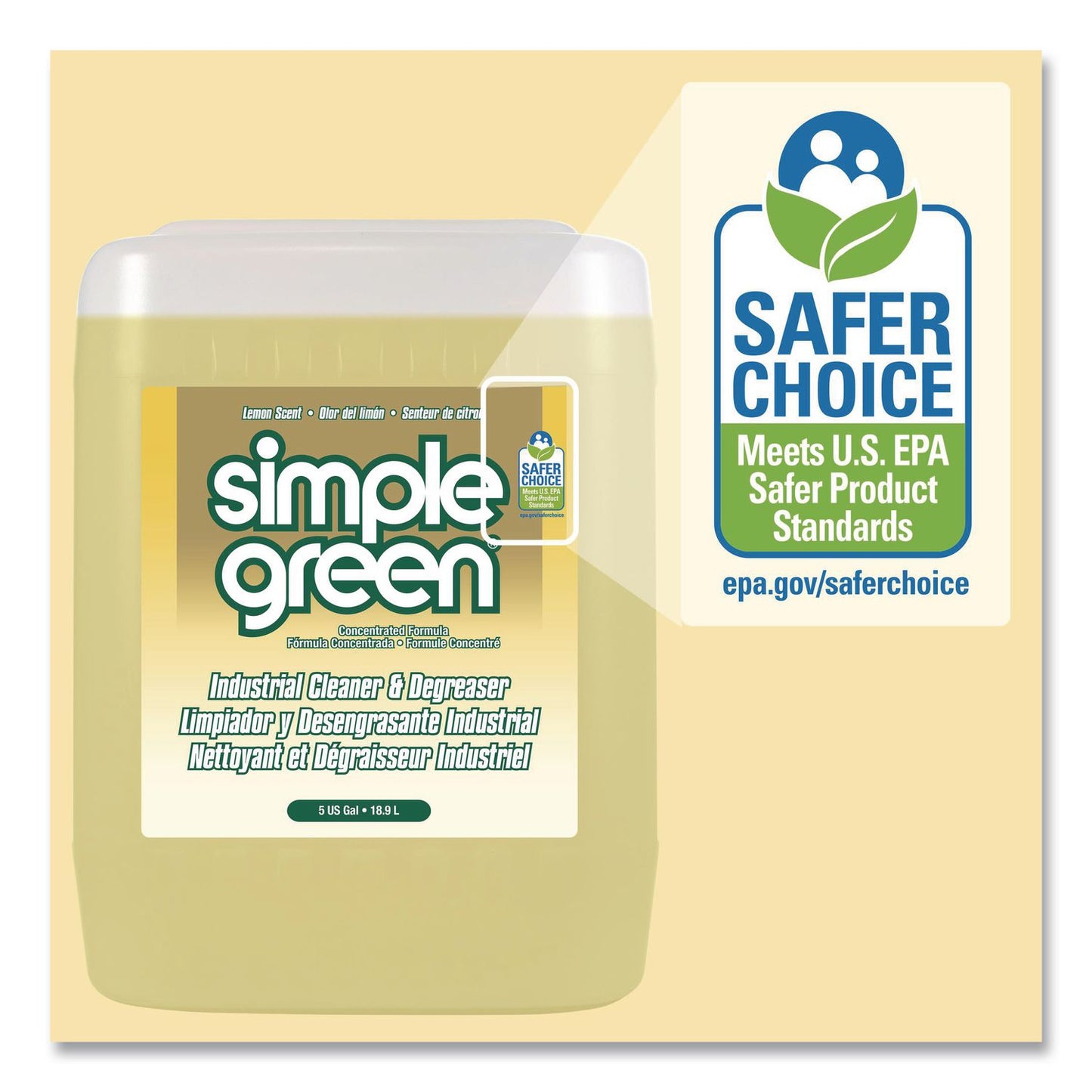 Simple Green® Industrial Cleaner and Degreaser, Lemon Scent, 5 gal Pail (SMP3014005)