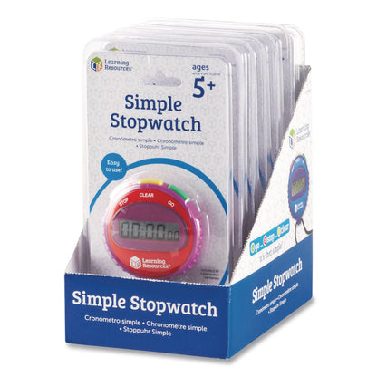 Learning Resources® Simple Stopwatch, Accurate to 1/100 seconds, Randomly Assorted Colors, Black Lanyard, Set of 6 (LRNLER0809)