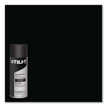 Rust-Oleum® UTILI-T Spray Paint, Flat Black, 10 oz Aerosol Can, 6/Carton (RST387389)