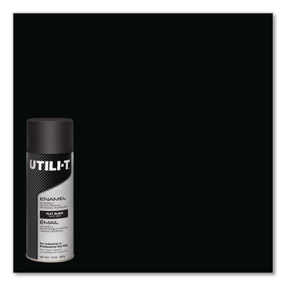 Rust-Oleum® UTILI-T Spray Paint, Flat Black, 10 oz Aerosol Can, 6/Carton (RST387389)
