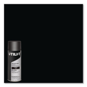 Rust-Oleum® UTILI-T Spray Paint, Gloss Black, 10 oz Aerosol Can, 6/Carton (RST387390)