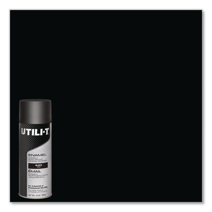Rust-Oleum® UTILI-T Spray Paint, Gloss Black, 10 oz Aerosol Can, 6/Carton (RST387390)