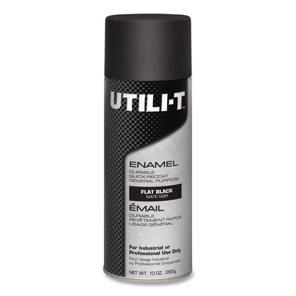 Rust-Oleum® UTILI-T Spray Paint, Flat Black, 10 oz Aerosol Can, 6/Carton (RST387389)
