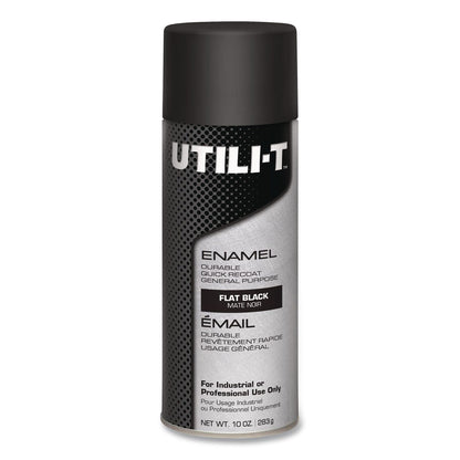 Rust-Oleum® UTILI-T Spray Paint, Flat Black, 10 oz Aerosol Can, 6/Carton (RST387389)