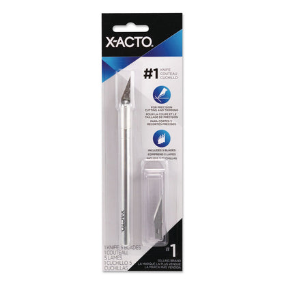 X-ACTO® No. 1 Precision Knife, 1 Knife with 5 Blades/Pack (EPIX3311)