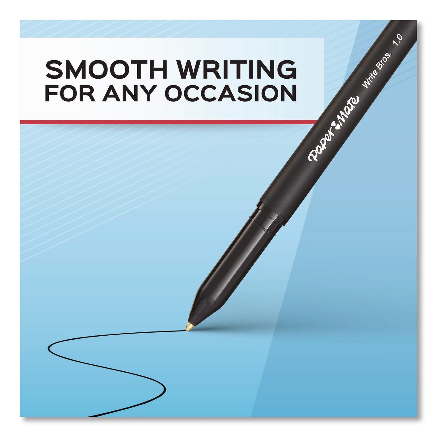 Paper Mate® Write Bros. Ballpoint Pen, Stick, Medium 1 mm, Black Ink, Black Barrel, 8/Pack (PAP2140570)