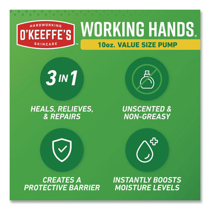 O'Keeffe's® Working Hands Hand Cream, 10 oz Pump Bottle, 2/Carton (GOR116639)