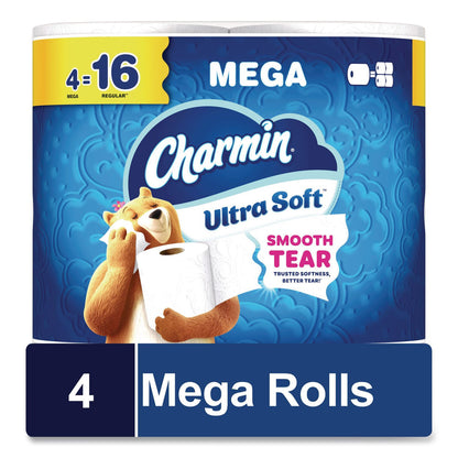 Charmin® Ultra Soft Bathroom Tissue, Mega Roll, Septic Safe, 2-Ply, White, 208 Sheets/Roll, 4 Rolls/Pack, 8 Packs/Carton (PGC19261CT)