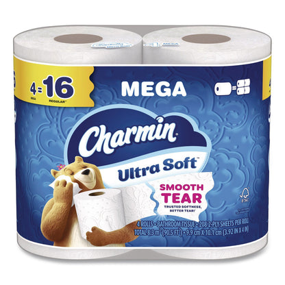 Charmin® Ultra Soft Bathroom Tissue, Mega Roll, Septic Safe, 2-Ply, White, 208 Sheets/Roll, 4 Rolls/Pack, 8 Packs/Carton (PGC19261CT)