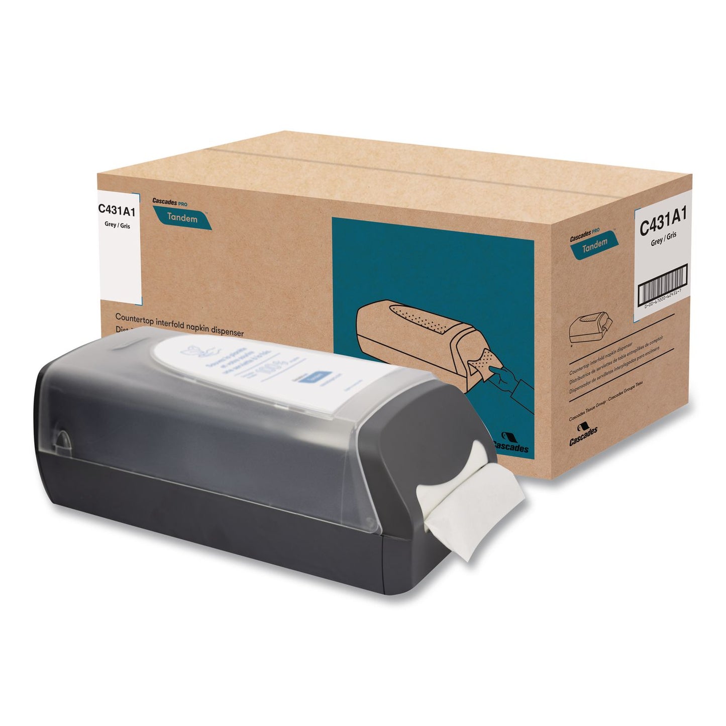 Cascades PRO Tandem Countertop Napkin Dispenser, 8.27 x 16.34 x 6.5, Gray (CSDC431)