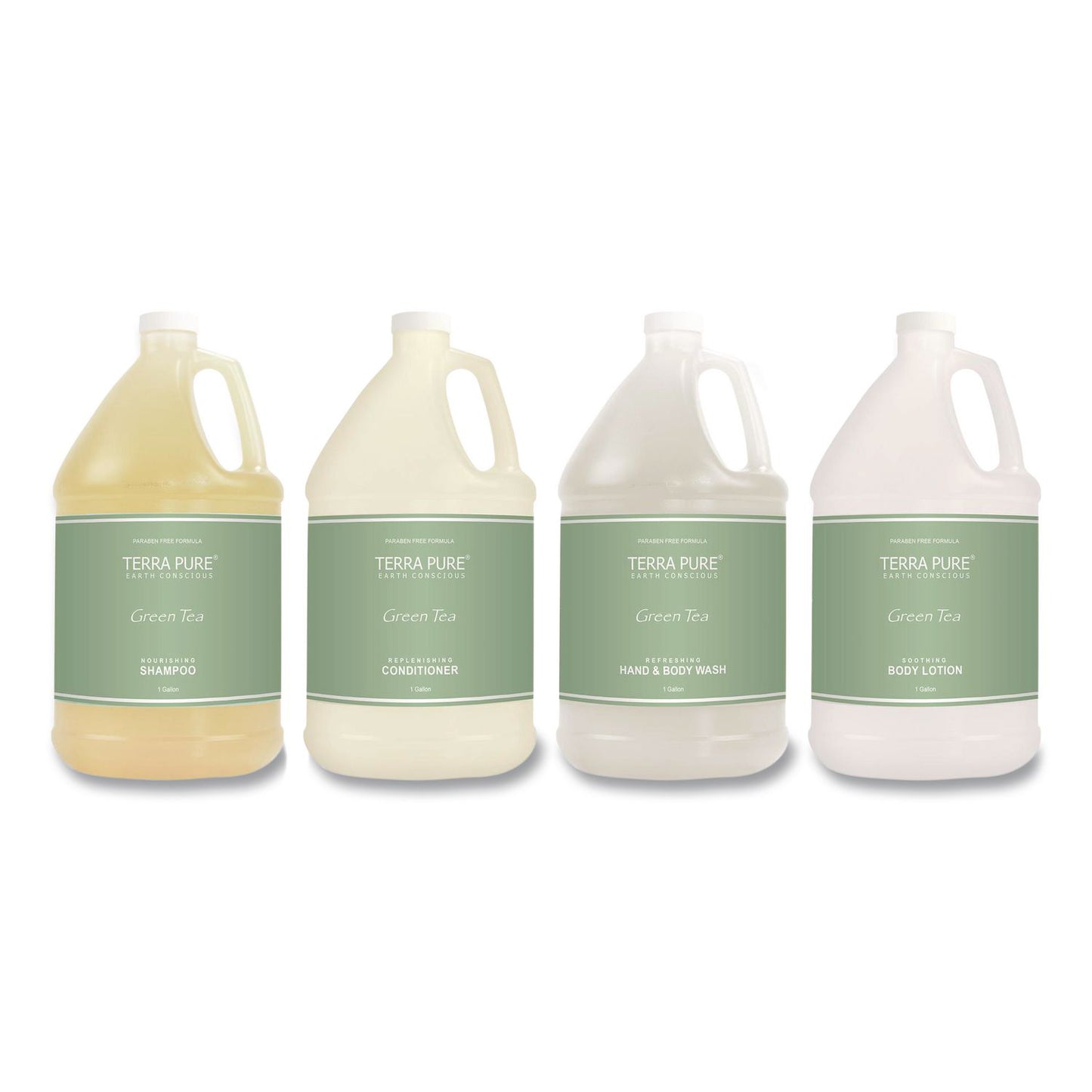 Diversified Hospitality Solutions Terra Pure Shampoo Gallon, Green Tea Lemongrass Scent, 1 gal Bottle, 4/Carton (DHS002287)