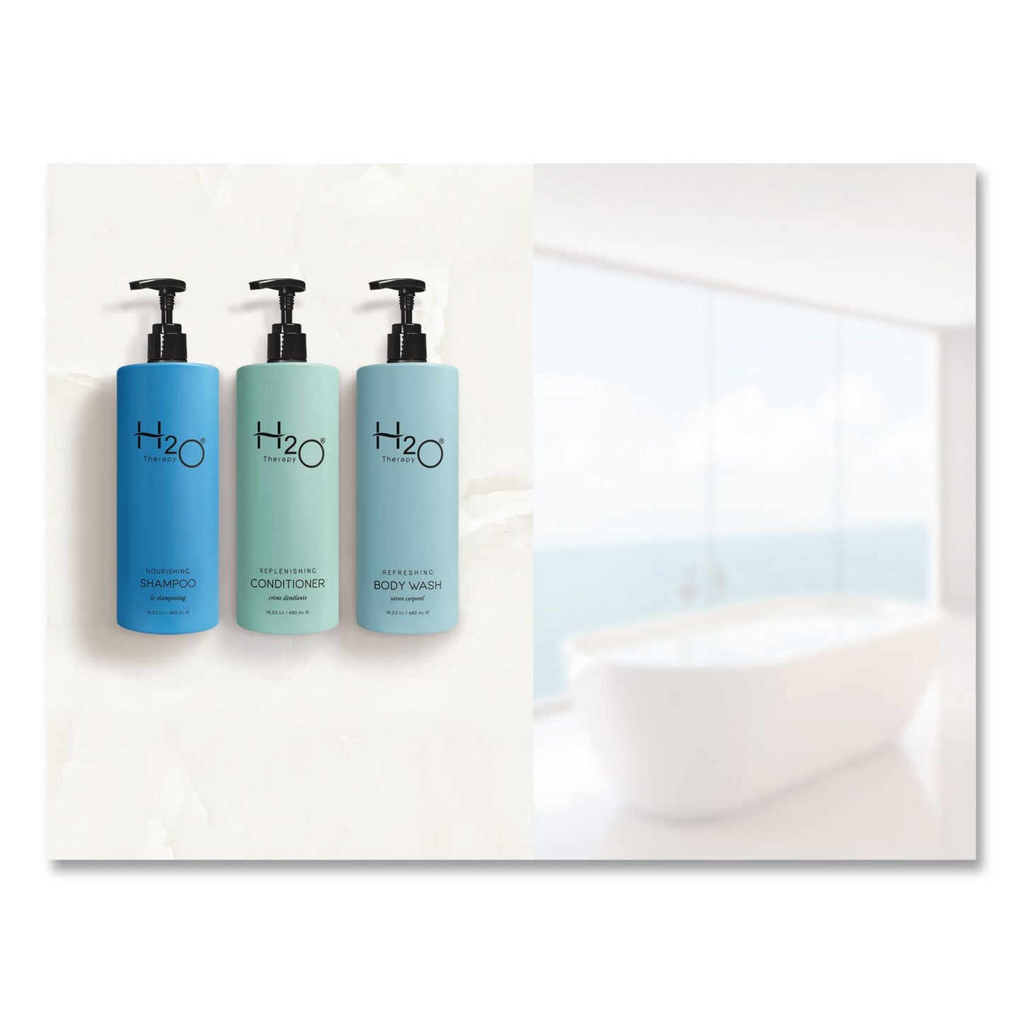 Diversified Hospitality Solutions H2O Therapy Body Wash Air Pump, White Tea and Lemongrass Scent, 16.23 oz Bottle, 12/Carton (DHS259829)