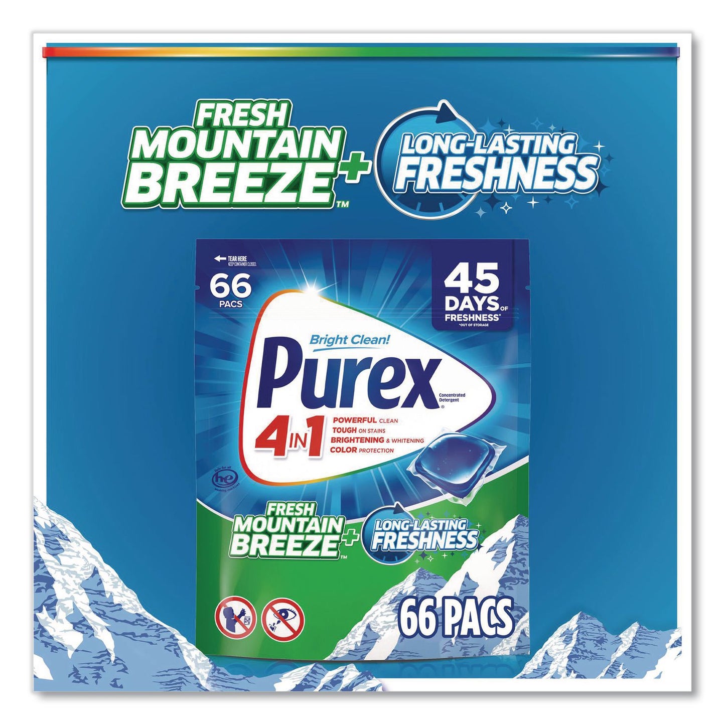 Purex® 4-in-1 HE Laundry Detergent Pacs, 66 Pods/Bag, 4 Bags/Carton (DIA05524)
