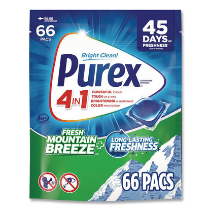 Purex® 4-in-1 HE Laundry Detergent Pacs, 66 Pods/Bag, 4 Bags/Carton (DIA05524)